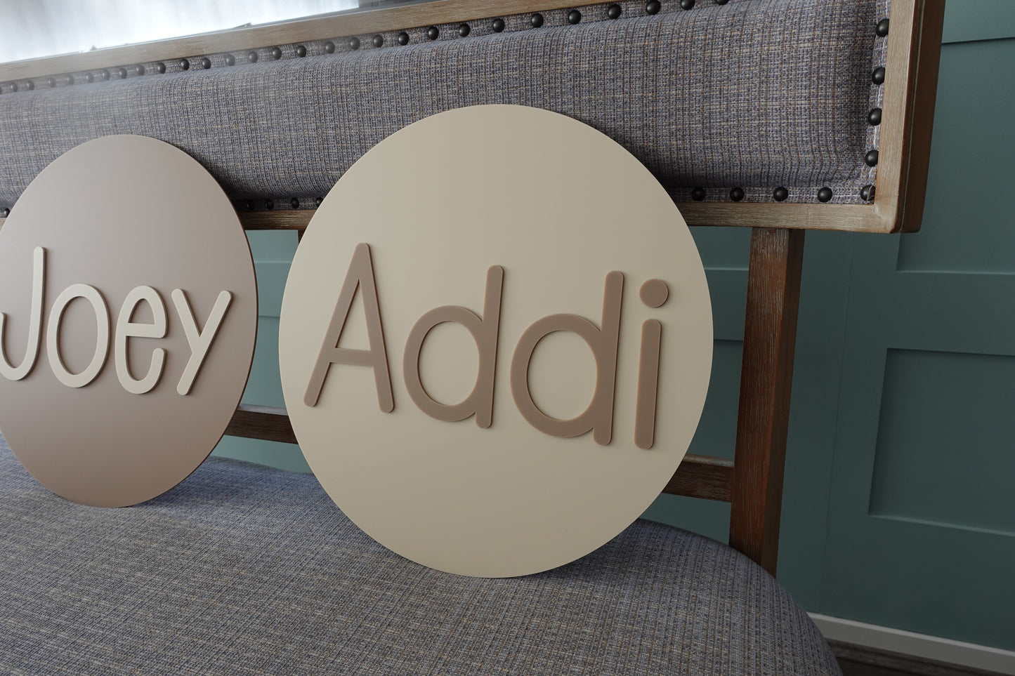 Name Sign Coloured Background and Writing